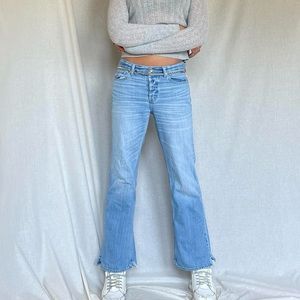 Abercrombie & Fitch light wash relaxed fit wide leg denim jeans, Sz 26 x 31